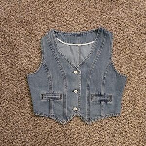 Stylish Denim Vest with Button Details Size Small